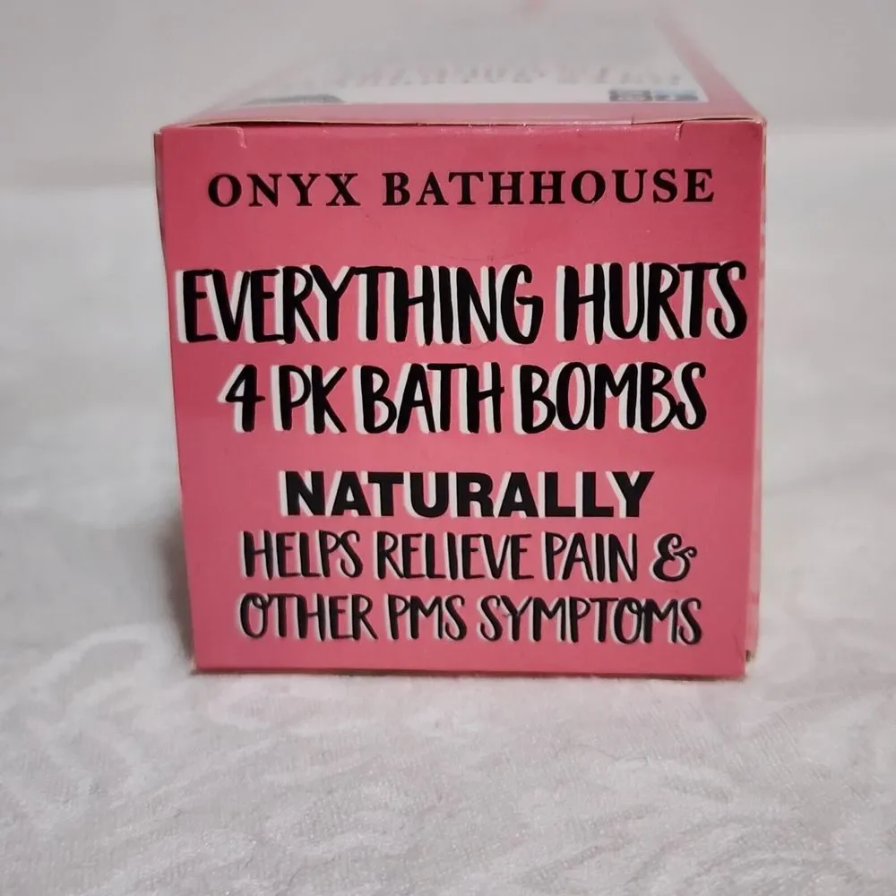 New Onyx Bathhouse PMS‎ Infused Eucalyptus 4 Bath Bombs Set 12 oz 340 gr